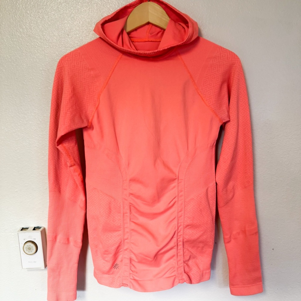 Athleta Tracker Slim Fit Hoodie Color Coral Fluro | Size Small
